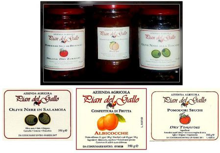 Pian del Gallo jam, dried tomatoes and bottled olives